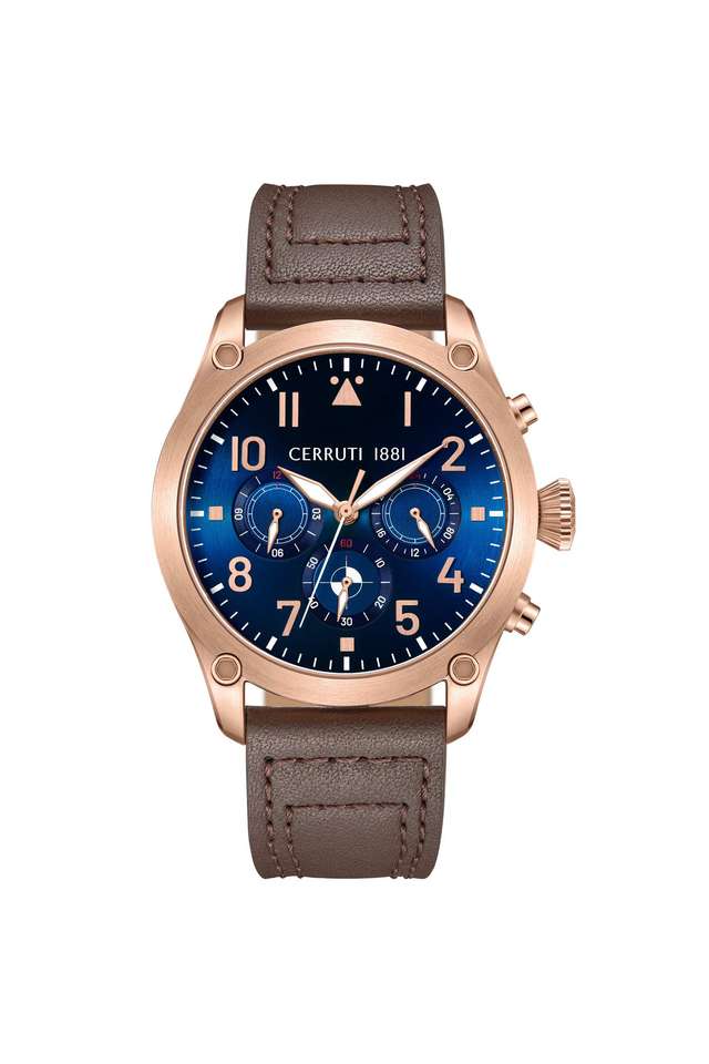 Madrigal-Chrono-Men-s-36-mm-Automatic-Analog-Watch---Blue-Dial-With-Brown-Leather-Strap-(CECIWGF0042501)
