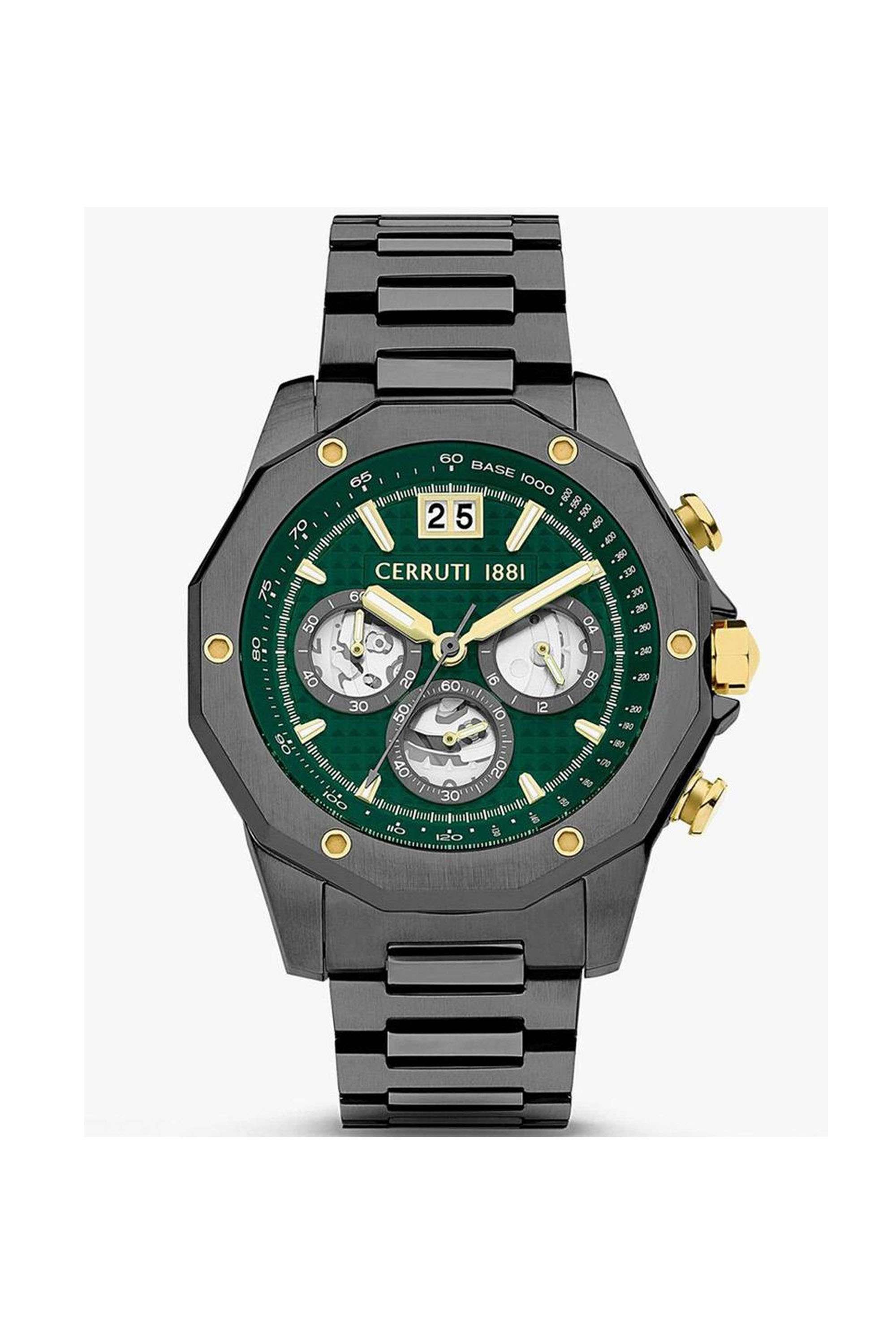 Molveno-54-mm-Quartz-Analogue-Watch-for-Men---Green-Dial-with-Grey-Stainless-Steel-Strap-(WCECIWGI2207403)
