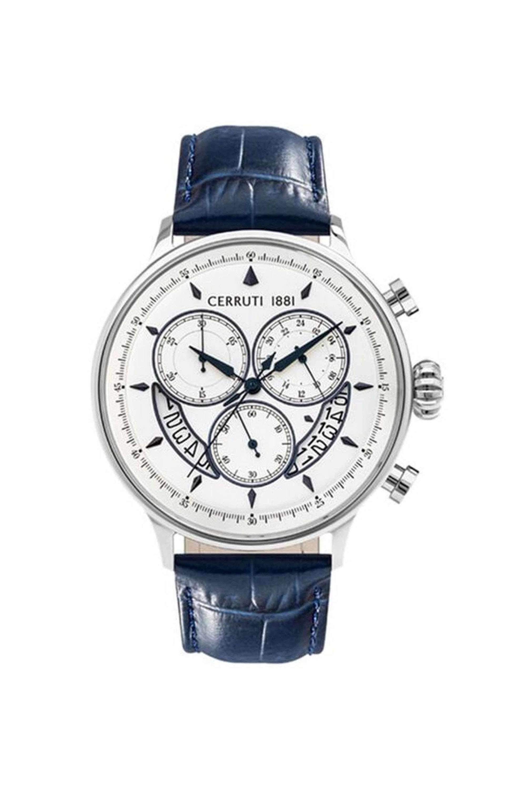 Buy CERRUTI 1881 White Dervio 45 mm Analogue Mechanical Hand Wind
