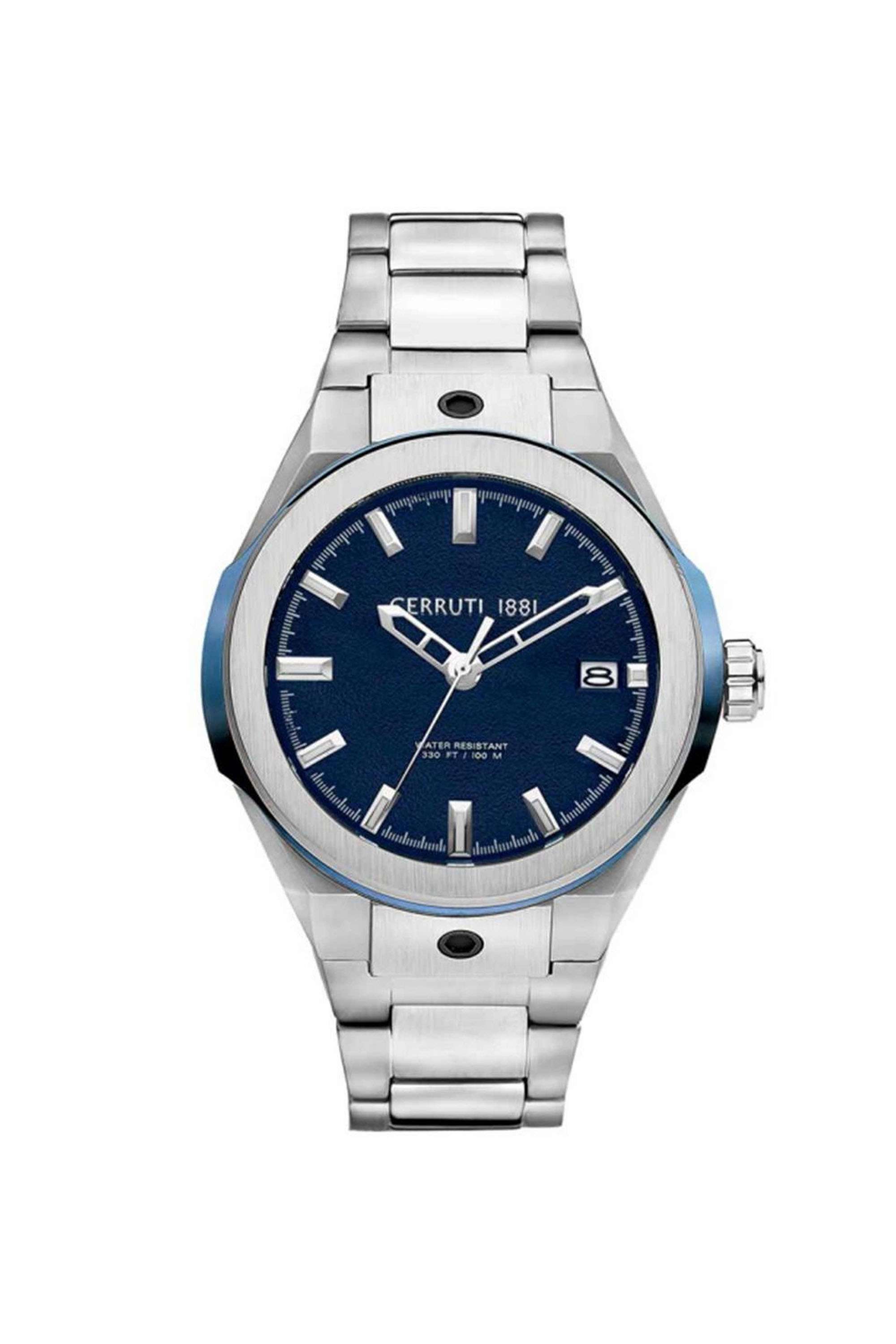 Ruscello-42-mm-Quartz-Analogue-Watch-for-Men---Blue-Dial-with-Silver-Stainless-Steel-Strap-(WCECRA29010)