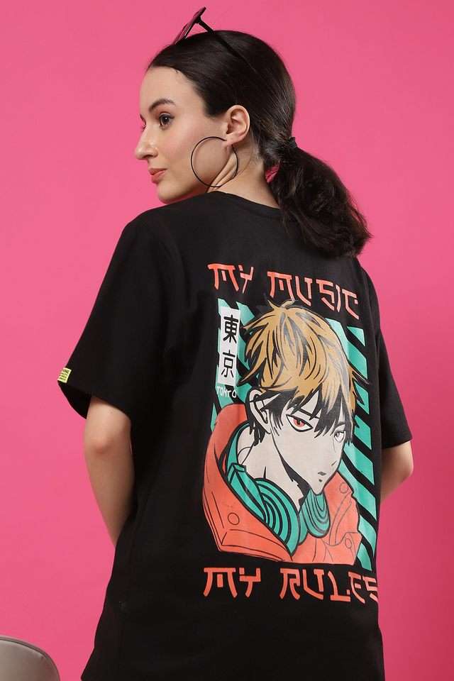 Buy RIGO Black Printed Cotton Round Neck Women T-Shirt | Shoppers Stop
