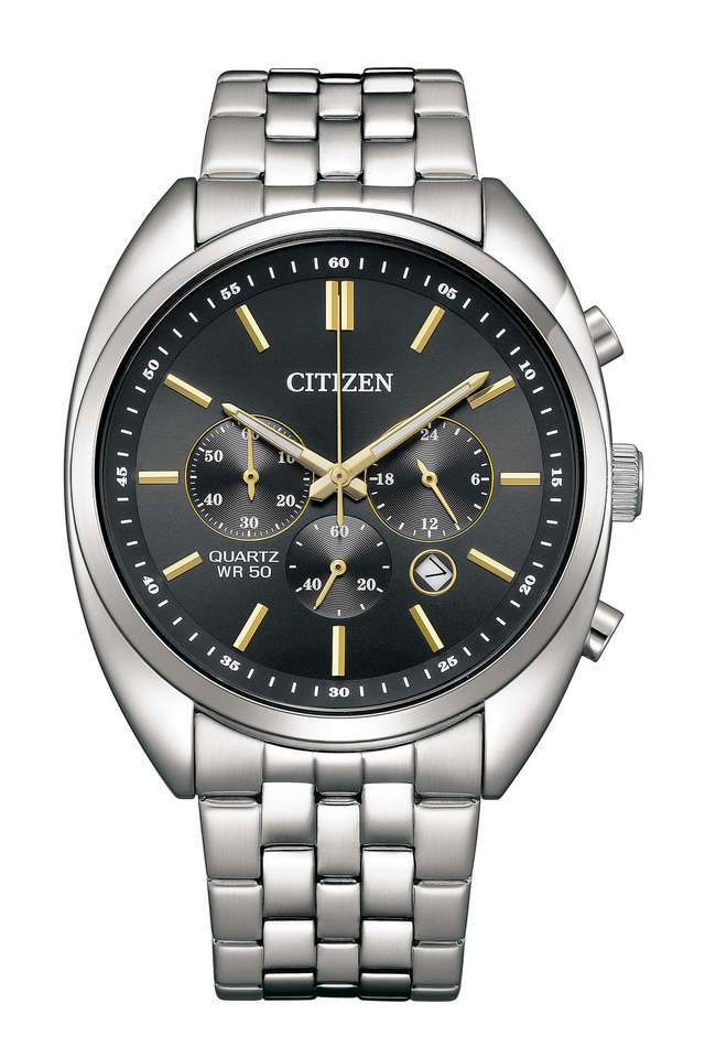 Quartz-42-mm-Black-Dial-Stainless-Steel-Analogue-Watch-for-Men---AN8210-56E