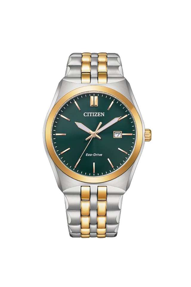 Men-40-mm-Ecodrive-Green-Dial-Stainless-Steel-Analog-Watch