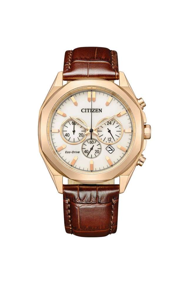 Ecodrive-Chronograph-43-mm-White-Dial-Leather-Analogue-Watch-For-Men---CA4593-15A
