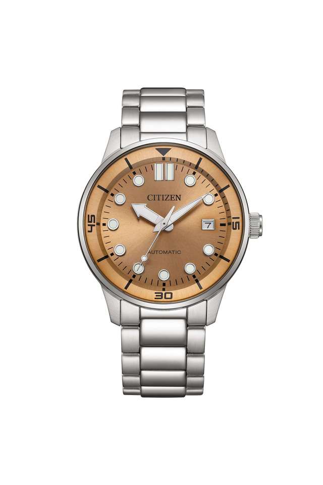 Mechanical-40-mm-Brown-Dial-Stainless-Steel-Analogue-Wrist-Watch-for-Men---NJ0191-83X