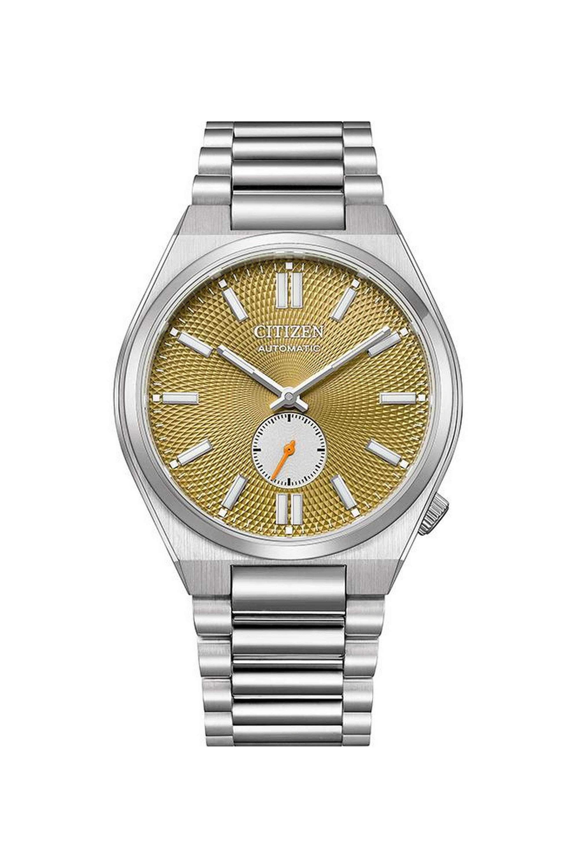 Tsuyosa-Small-Second-40-mm-Quartz-Analogue-Watch-for-Men---Green-Dial-with-Silver-Stainless-Steel-Strap-(WCZSNK501051X)