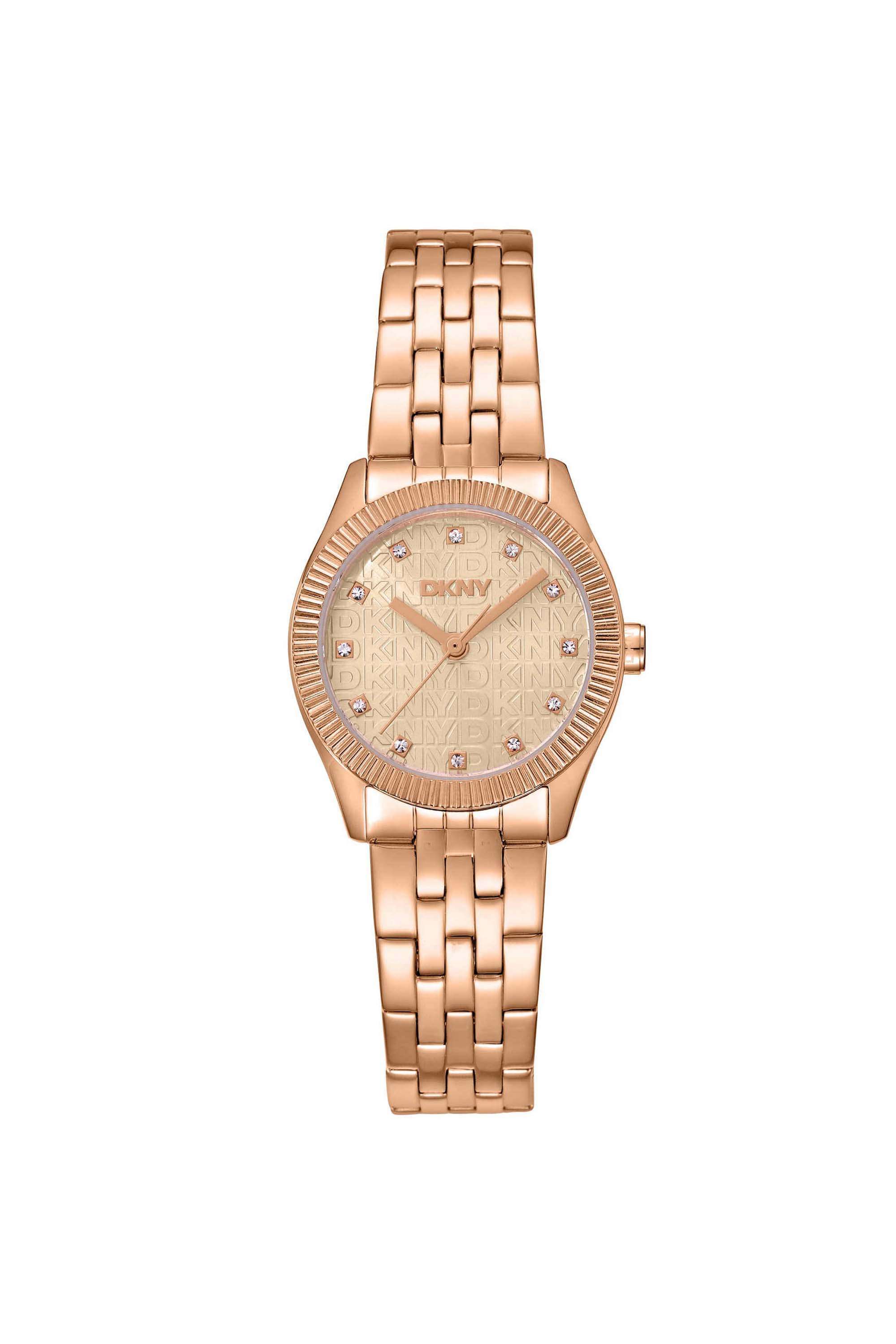 Logo-26-mm-Rose-Gold-Dial-Stainless-Steel-Analogue-Watch-For-Women---DK1L126M0065
