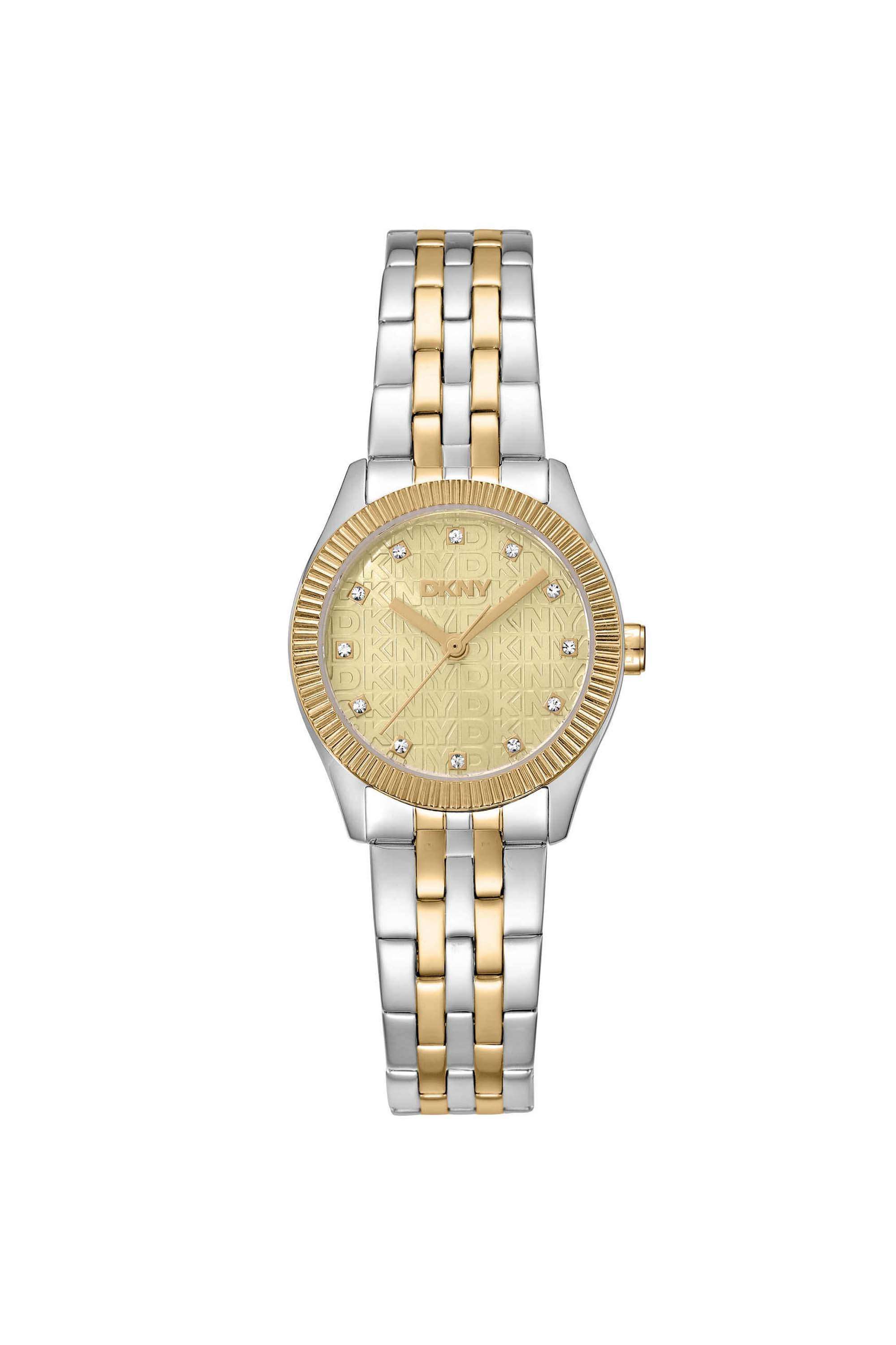 Logo-26-mm-Gold-Dial-Stainless-Steel-Analogue-Watch-For-Women---DK1L126M0085