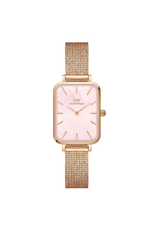 Quadro-Pressed-Mother-of-Pearl-Pink-Dial-Stainless-Steel-Analog-Watch-for-Women