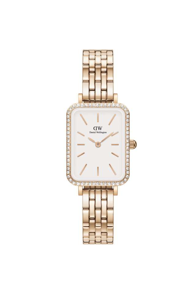 Quadro-Bezel-5-link-20x26-mm-White-Dial-Stainless-Steel-Analogue-Watch-for-Women