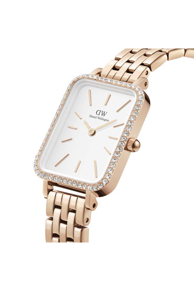 Quadro-Bezel-5-link-20x26-mm-White-Dial-Stainless-Steel-Analogue-Watch-for-Women