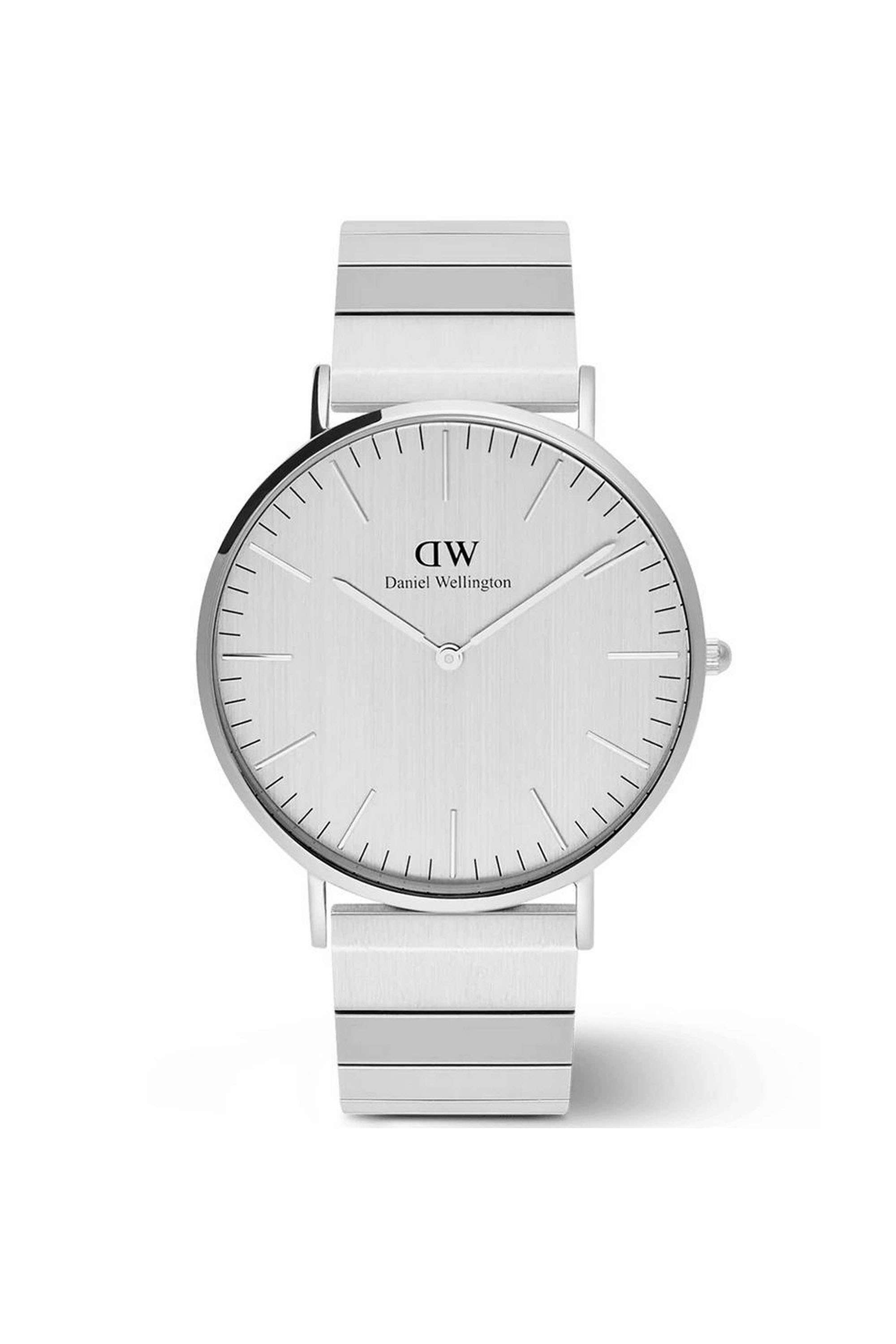 Classic-40-mm-Analogue-Quartz-Watch-For-Men-s---Silver-Dial-with-Silver-Stainless-Steel-Strap-(DW00100775K)