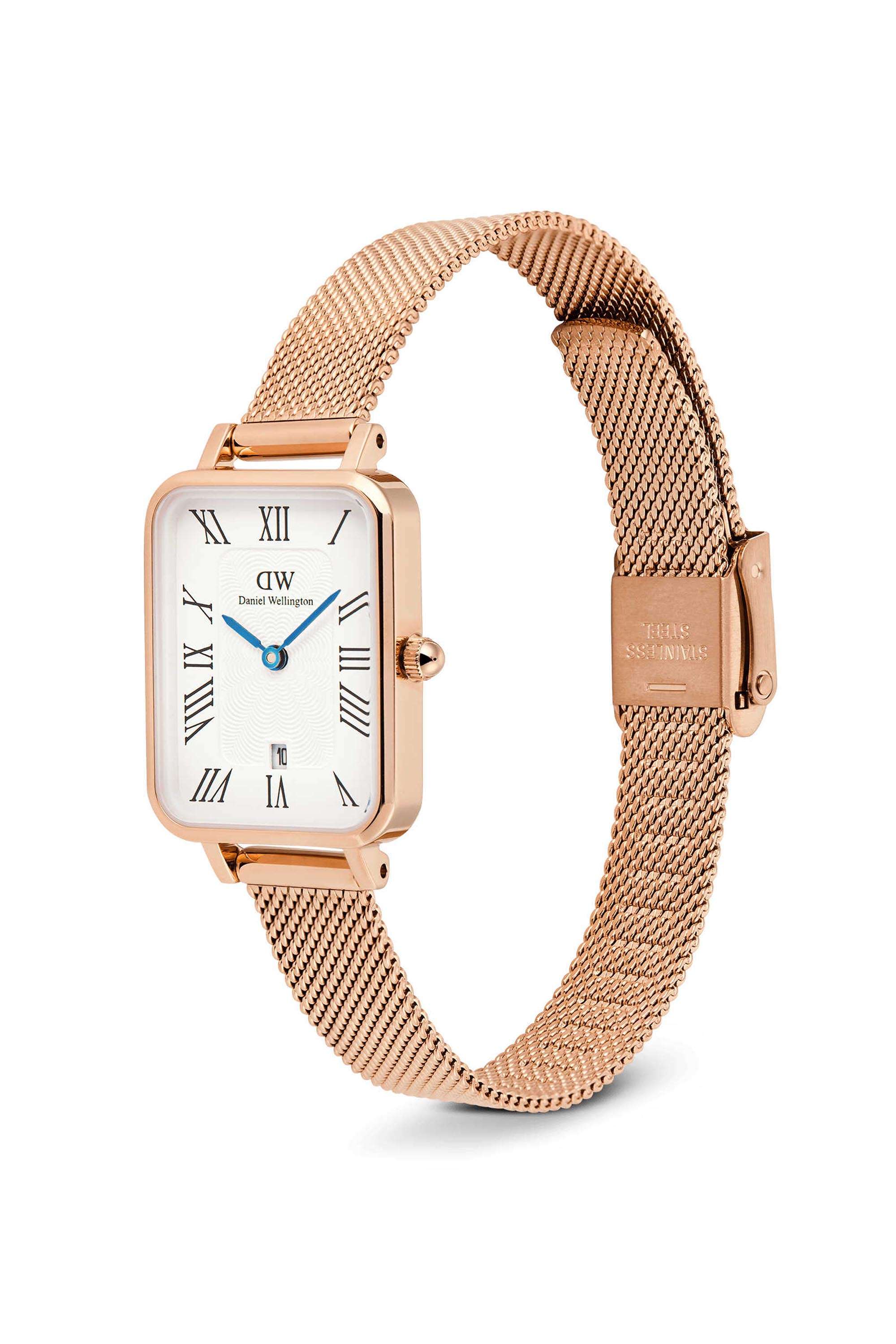 Quadro-Women-s-26-mm-Analog-Japanese-Quartz-Watch-White-Dial-with-Rose-Gold-Stainless-Steel-Strap-(DW00100860K)