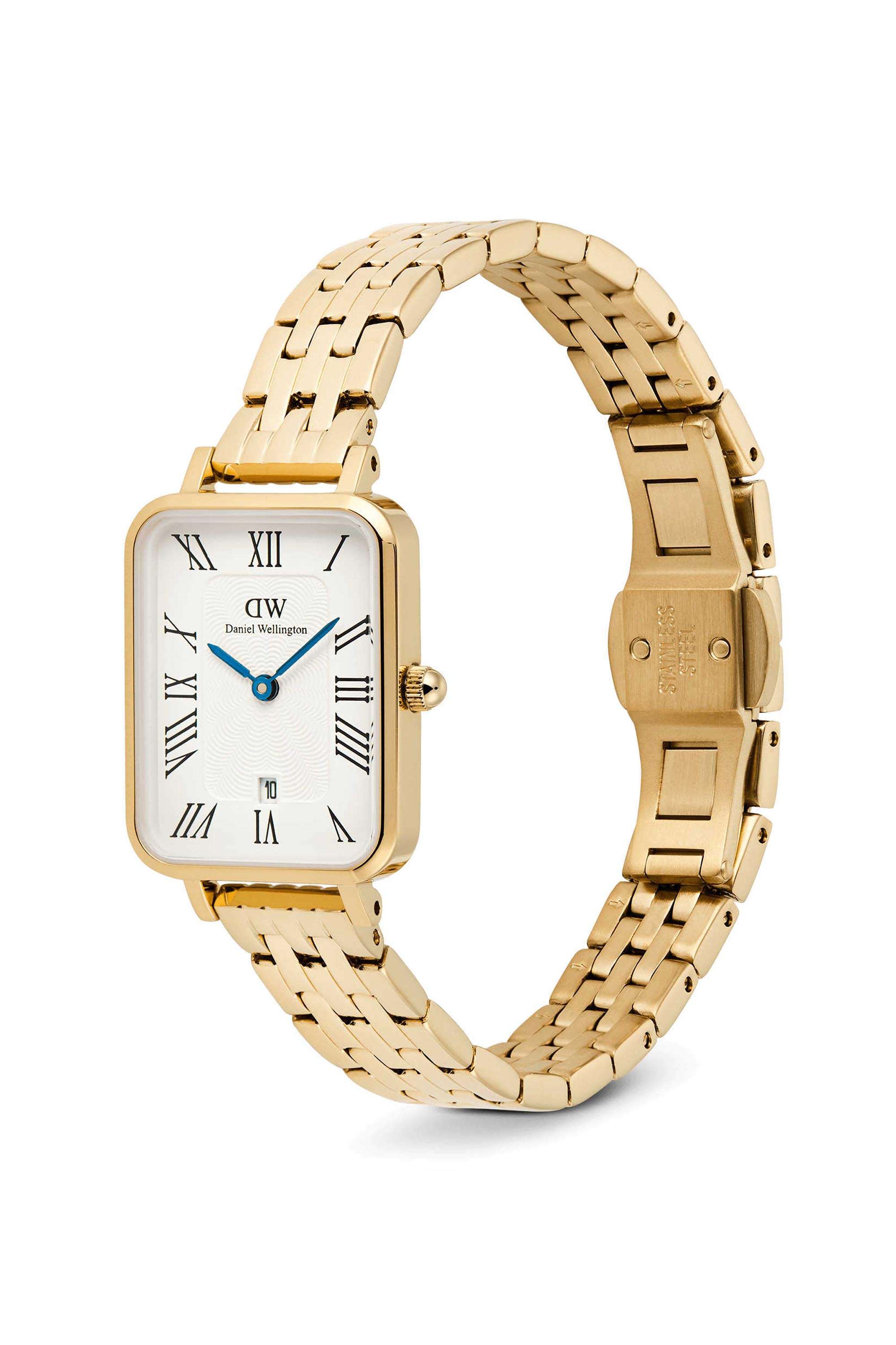 Quadro-Women-s-26-mm-Analog-Japanese-Quartz-Watch-White-Dial-with-Gold-Stainless-Steel-Strap-(DW00100861K)