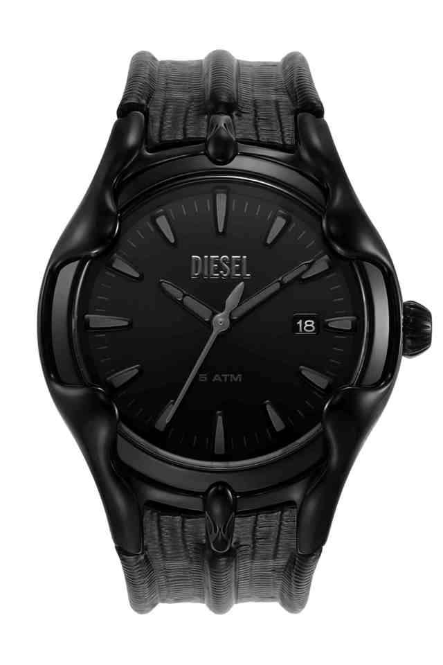 Vert-Men-s-44mm-Analogue-Quartz-Watch---Black-Dial-with-Black-Leather-Strap-(DZ2193)