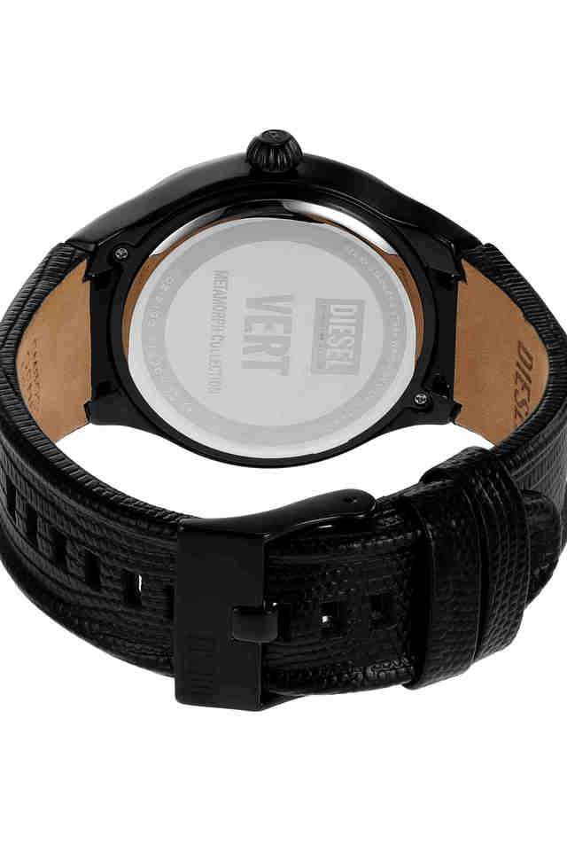 Vert-Men-s-44mm-Analogue-Quartz-Watch---Black-Dial-with-Black-Leather-Strap-(DZ2193)