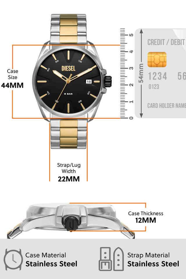 Buy DIESEL NoColour Ms9 44 mm Black Dial Stainless Steel Analogue