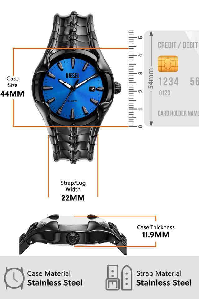 Buy DIESEL NoColour Vert 44 mm Blue Dial Stainless Steel Analogue