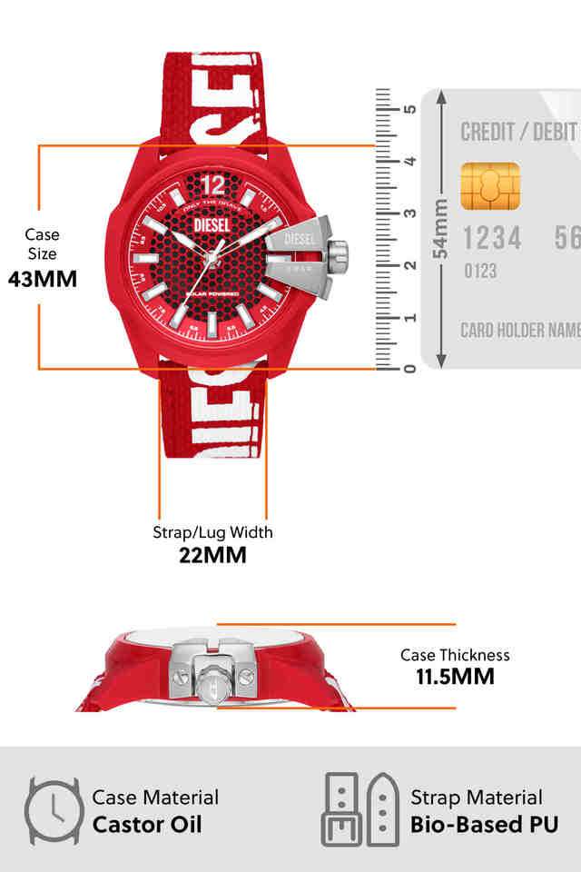 Buy DIESEL NoColour Baby Chief 43 mm Red Dial Rubber Analog Watch