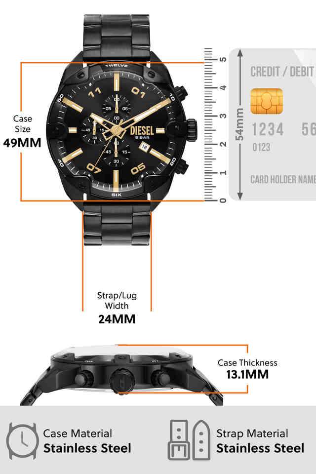 デオコ Buy DIESEL NoColour Spiked 49 mm Black Dial Stainless Steel