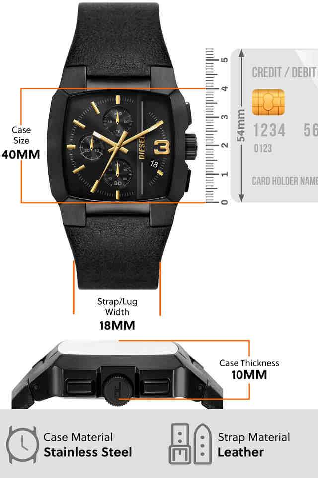 Buy DIESEL NoColour Cliffhanger 40 mm Black Dial Leather