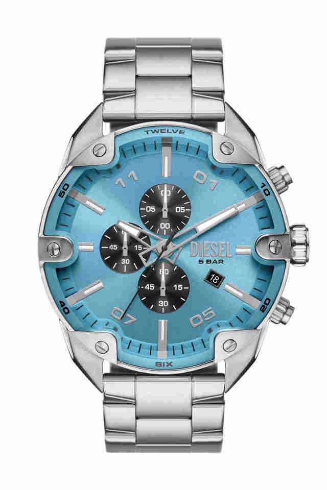 Spiked-49-mm-Blue-Dial-Stainless-Steel-Chronograph-Watch-For-Men---DZ4655