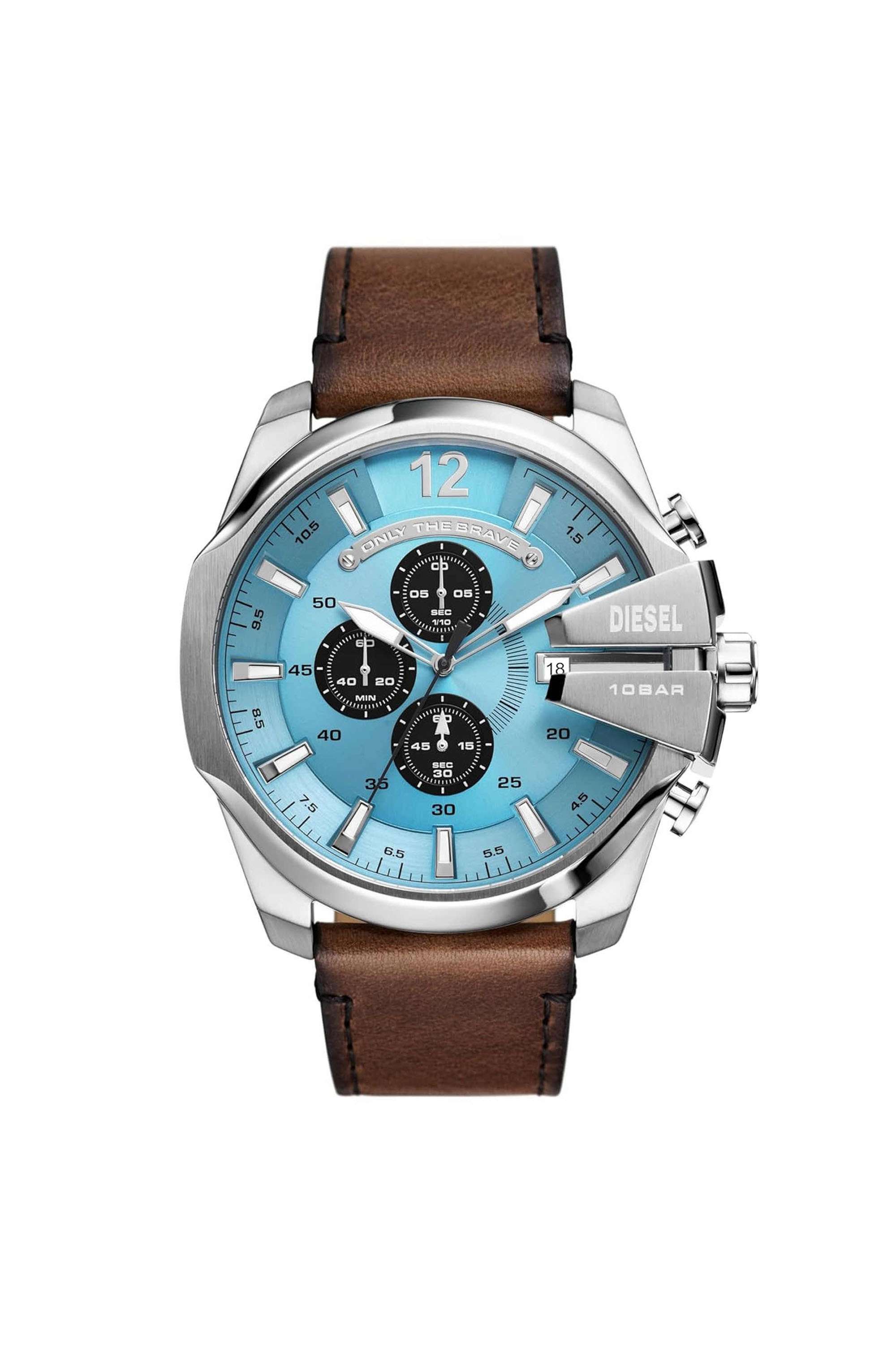 Mega-Chief-51-mm-Quartz-Analogue-Watch-for-Men---Blue-Dial-with-Brown-Leather-Strap-(WDZ4657I)