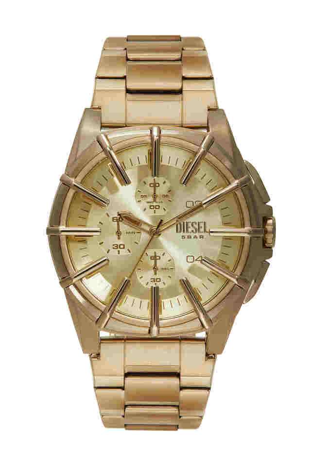 Framed-44-mm-Gold-Dial-Stainless-Steel-Chronograph-Wrist-Watch-for-Men---DZ4659