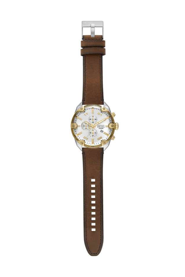 Buy DIESEL NoColour Spiked 49 mm Silver Leather Chronograph Watch