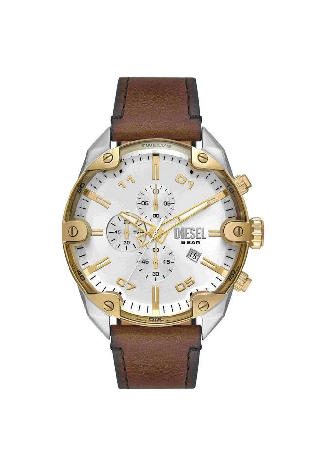 Spiked-49-mm-Silver-Dial-Leather-Chronograph-Wrist-Watch-for-Men---DZ4665