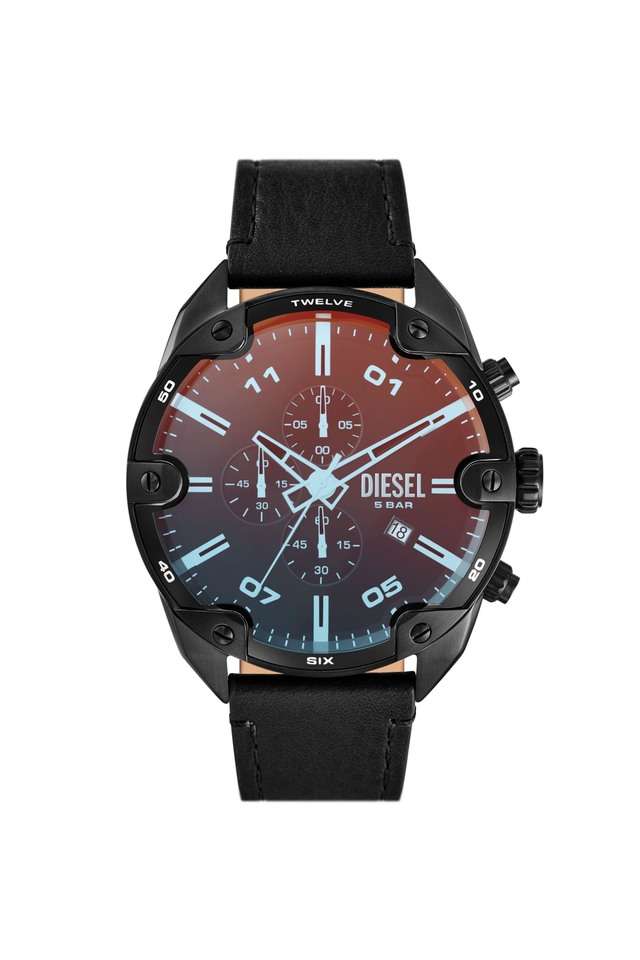 Spiked-49-mm-Black-Leather-Chronograph-Watch-for-Men---DZ4667