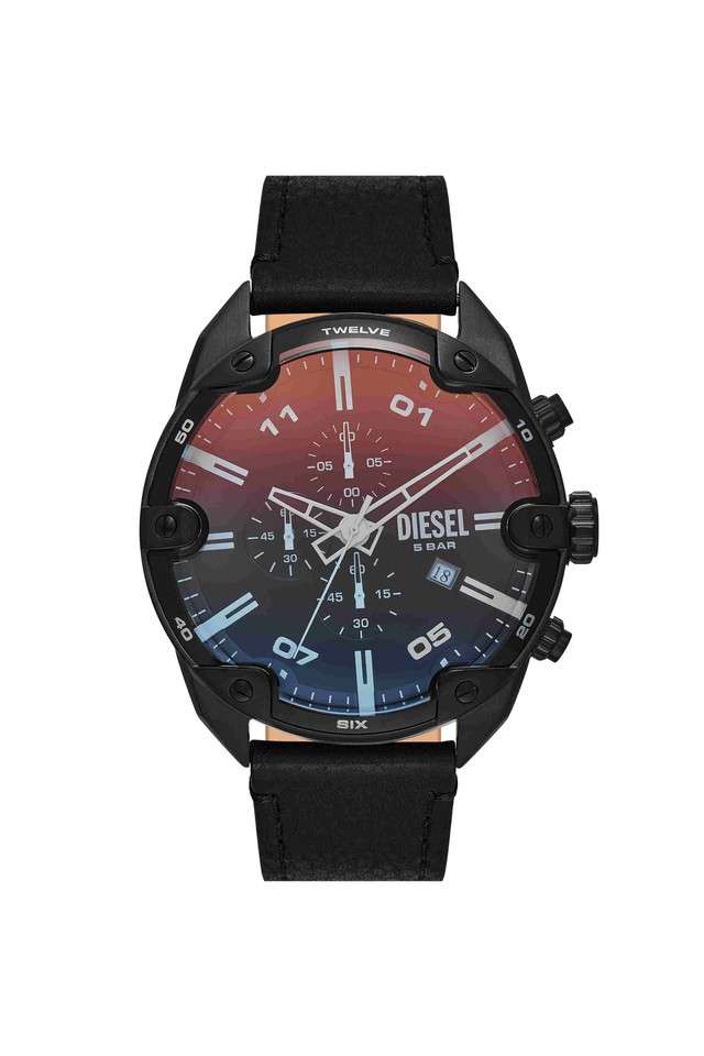 Spiked-49-mm-Black-Dial-Leather-Chronograph-Wrist-Watch-for-Men---DZ4667