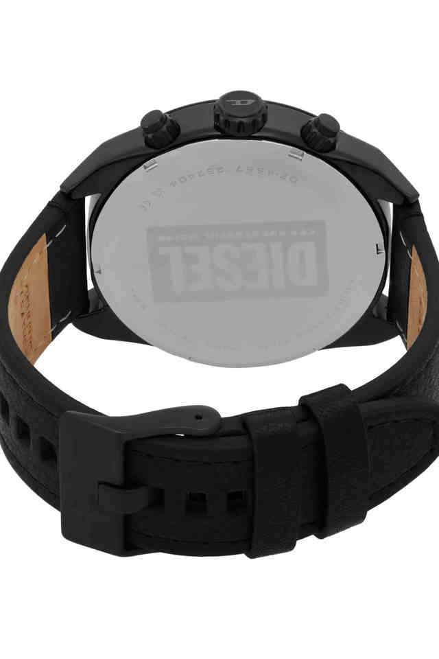 Spiked-49-mm-Black-Dial-Leather-Chronograph-Wrist-Watch-for-Men---DZ4667