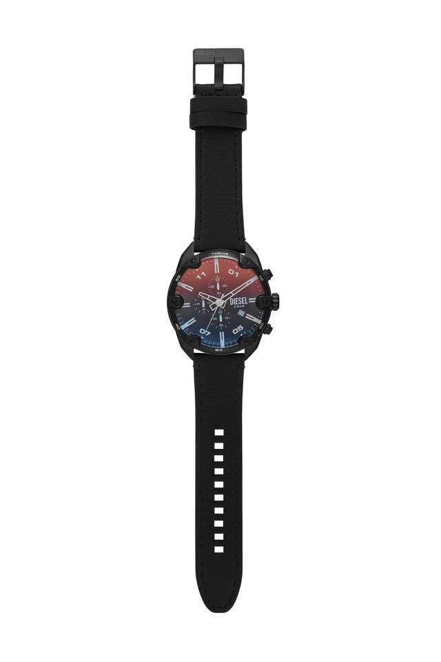 Buy DIESEL NoColour Spiked 49 mm Black Dial Leather Chronograph