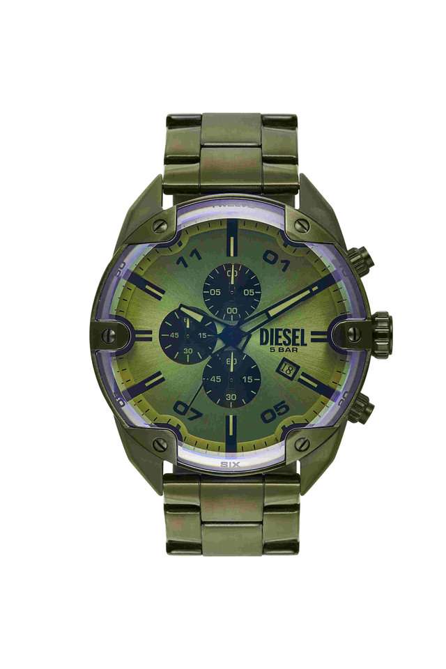 Spiked-49-mm-Silver-Dial-Stainless-Steel-Chronograph-Wrist-Watch-for-Men---DZ4670