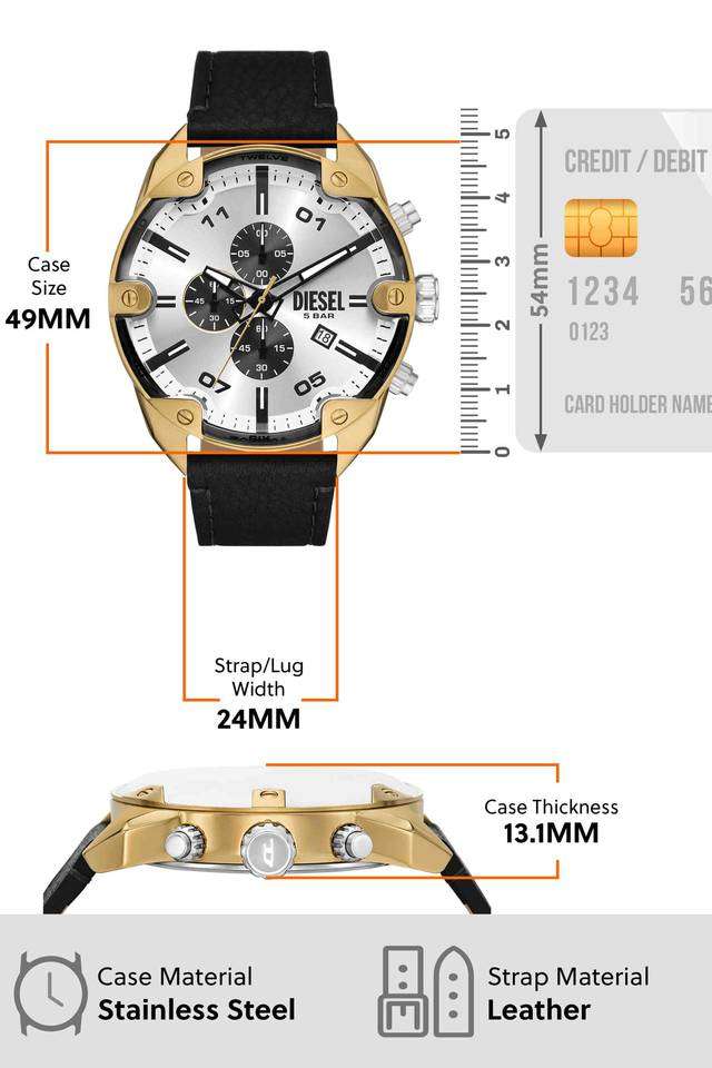 Buy DIESEL White Spiked 49 mm White Dial Leather Chronograph Watch