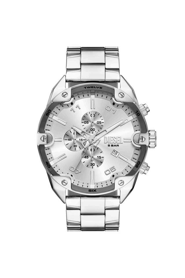Spiked-49-mm-Silver-Dial-Stainless-Steel-Chronograph-Watch-for-Men---DZ4677I