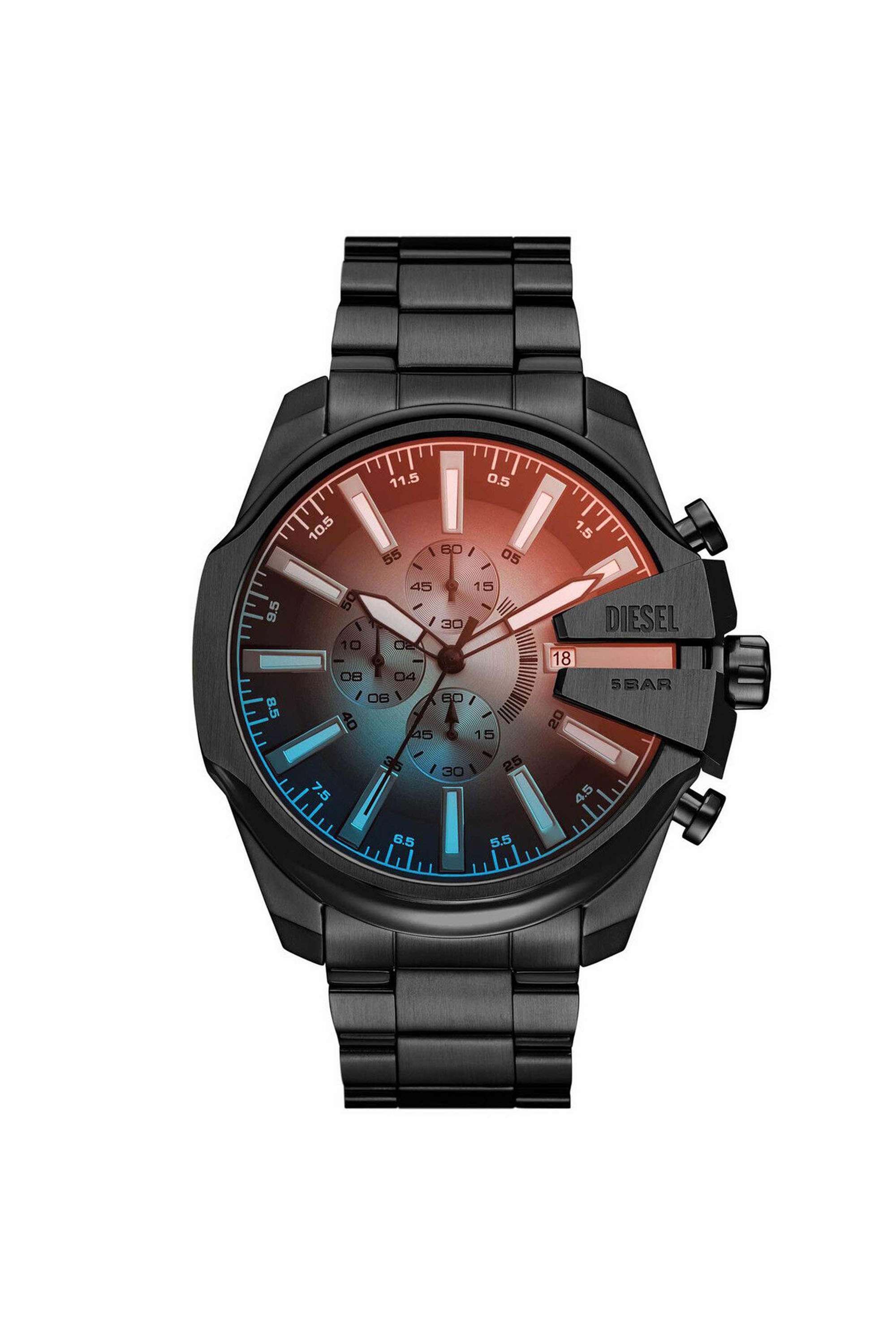 Mega-Chief-Slim-48-mm-Quartz-Analogue-Watch-for-Men---Multicolour-Dial-with-Black-Stainless-Steel-Strap-(WDZ4689I)