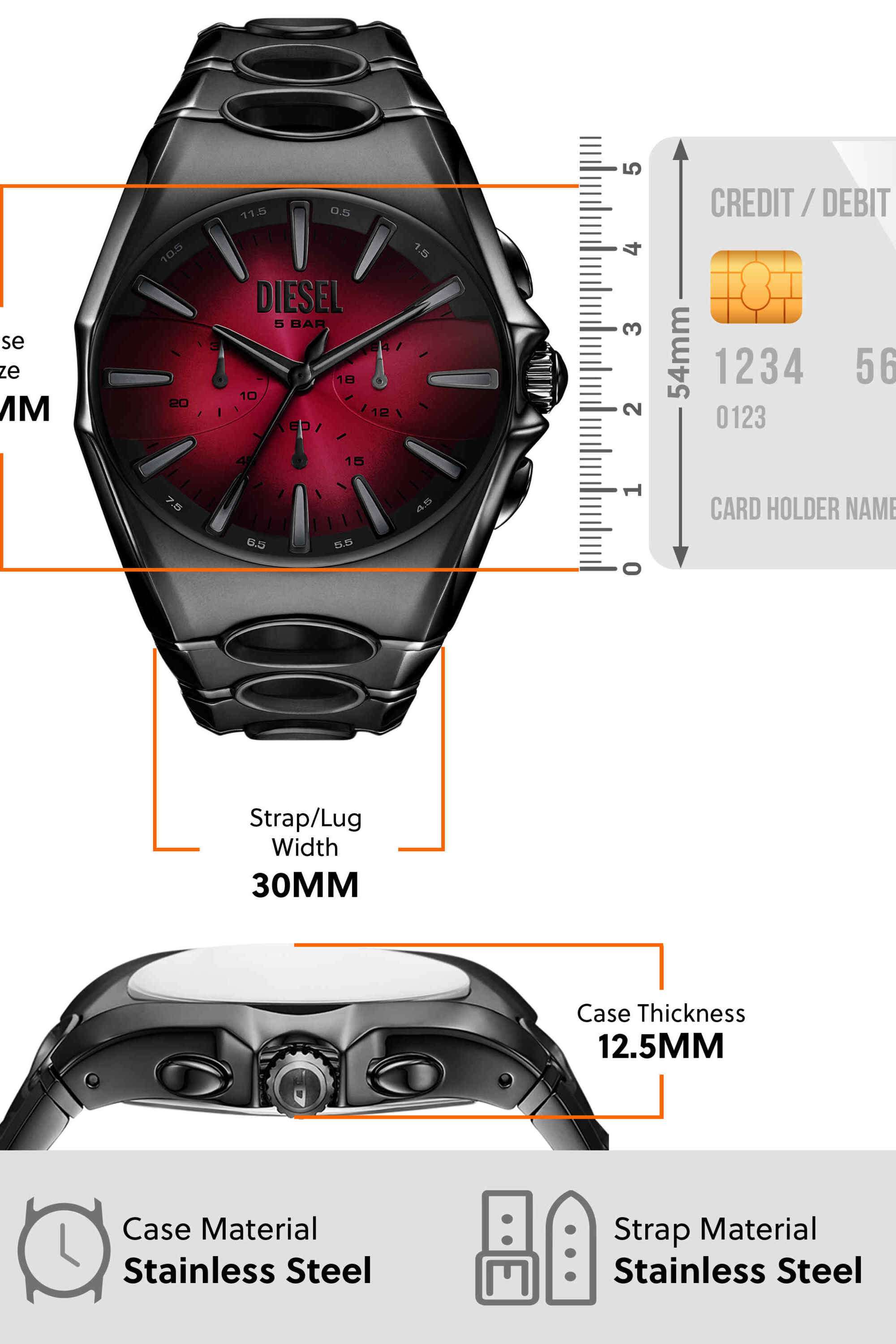 Buy DIESEL red D-Curve Multicolour Dial Stainless Steel Analogue