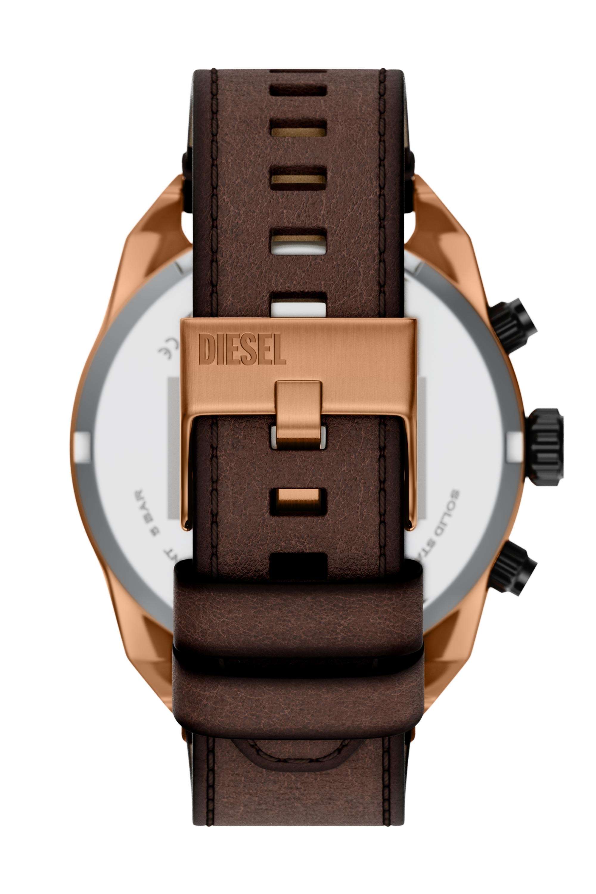 Buy DIESEL Brown Spiked 49 mm Brown Dial Leather Chronograph Watch