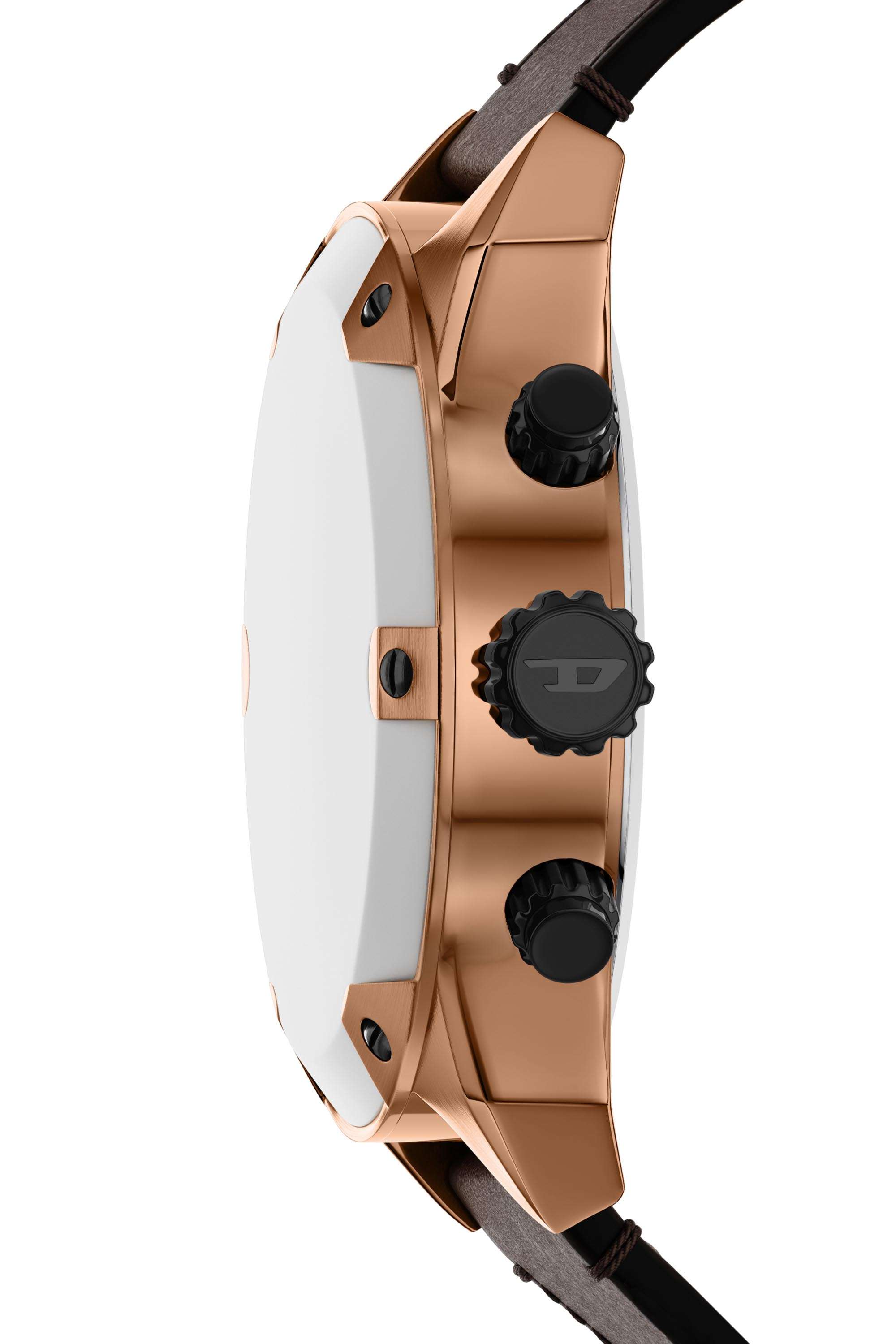 Buy DIESEL Brown Spiked 49 mm Brown Dial Leather Chronograph Watch