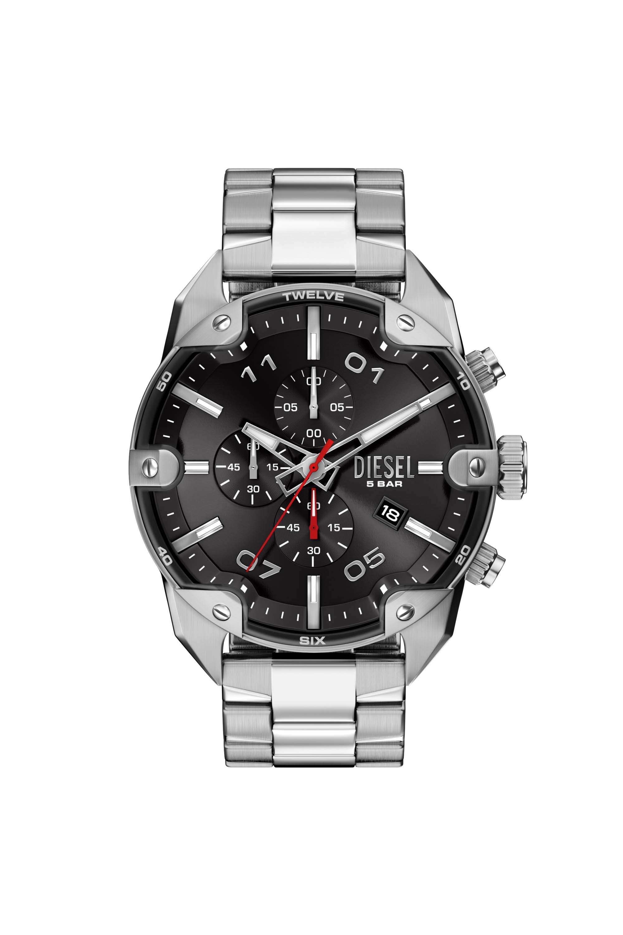 Spiked-49-mm-Black-Dial-Stainless-Steel-Chronograph-Watch-For-Men---DZ4709