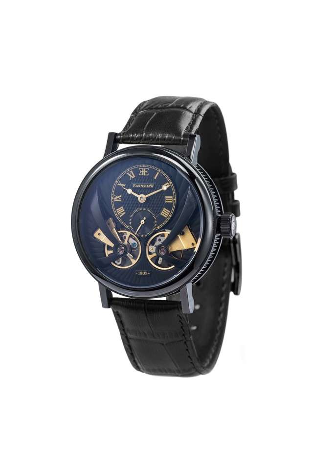 Mens-Investigator-Black-Dial-Leather-Analog-Watch