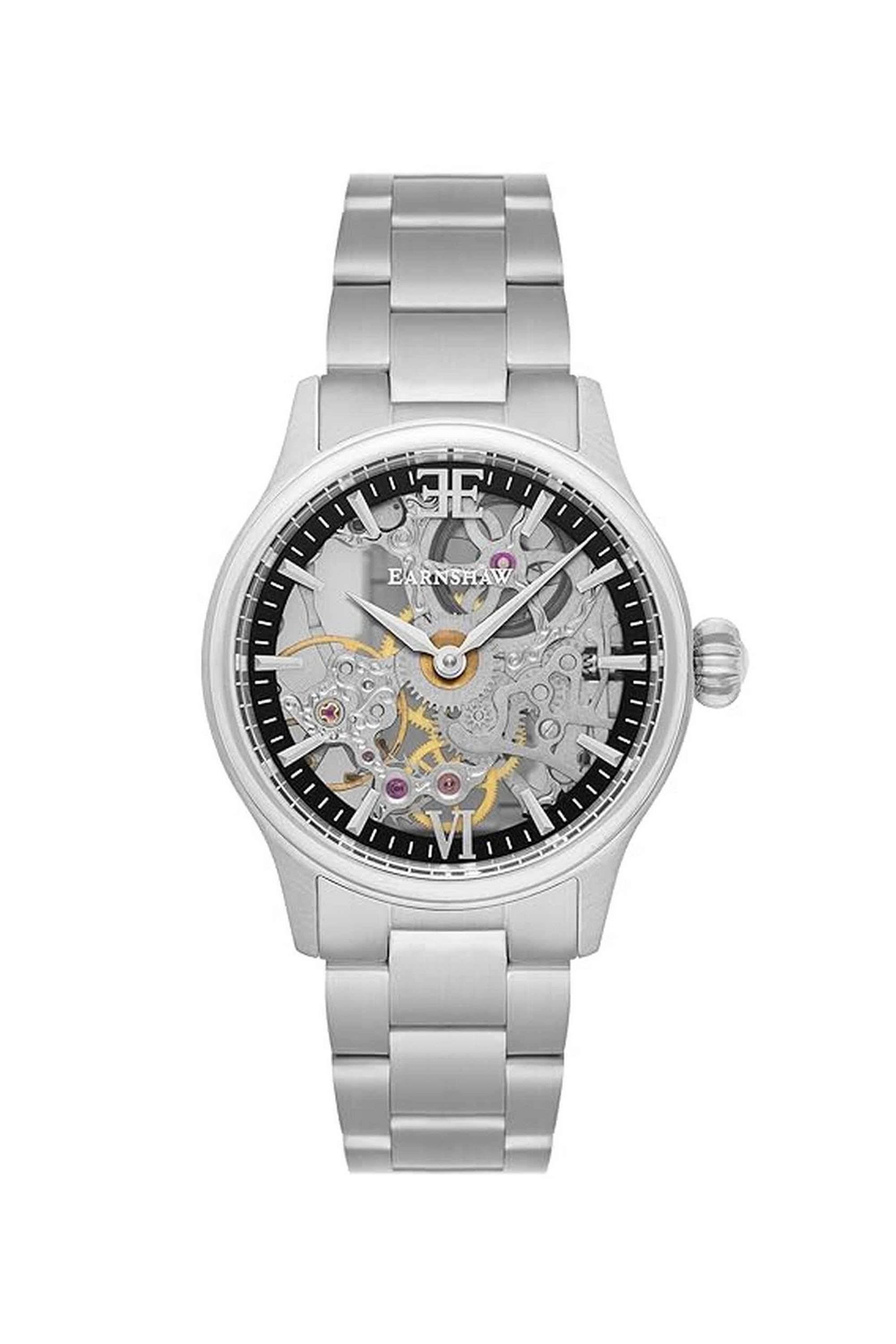 Bauer-Shadow-42-mm-Analogue-Mechanical-Hand-Wind-Watch-For-Men-s---Black-Dial-with-Black-Stainless-Steel-Strap-(ES-8061-11)