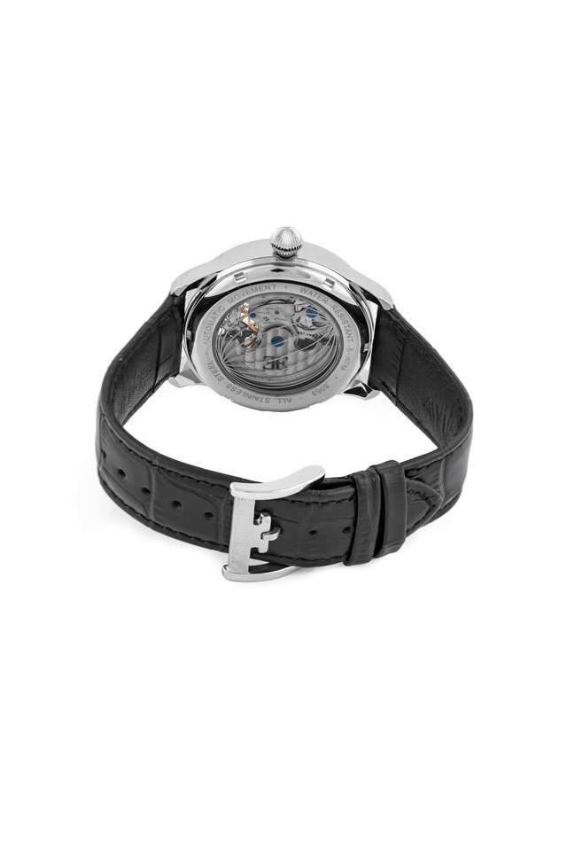 Mens-Longitude-Retrograde-Black-Dial-Leather-Analog-Watch