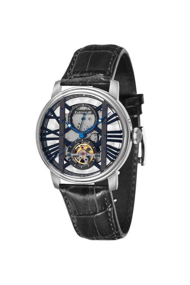 Mens-Bauer-Silver-Dial-Leather-Analog-Watch