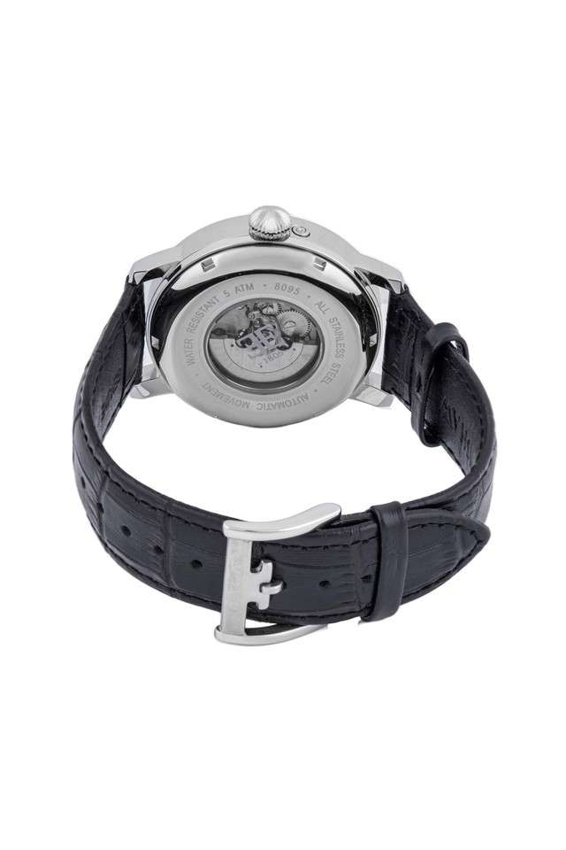 Mens-Bauer-Silver-Dial-Leather-Analog-Watch