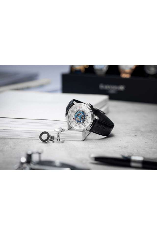 Mens-Beaufort-Silver-Dial-Leather-Analog-Watch