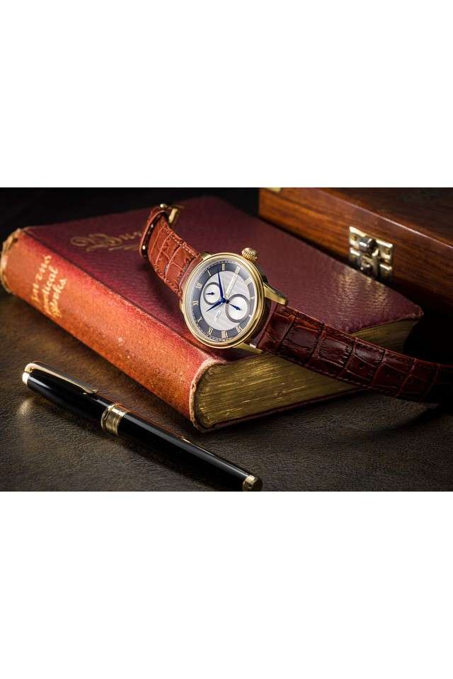 Mens-Longcase-Silver-Dial-Leather-Analog-Watch