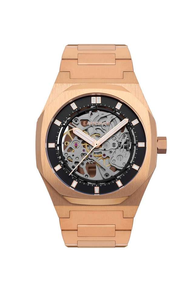 Mens-Drake-Black-Dial-Stainless-Steel-Analog-Watch